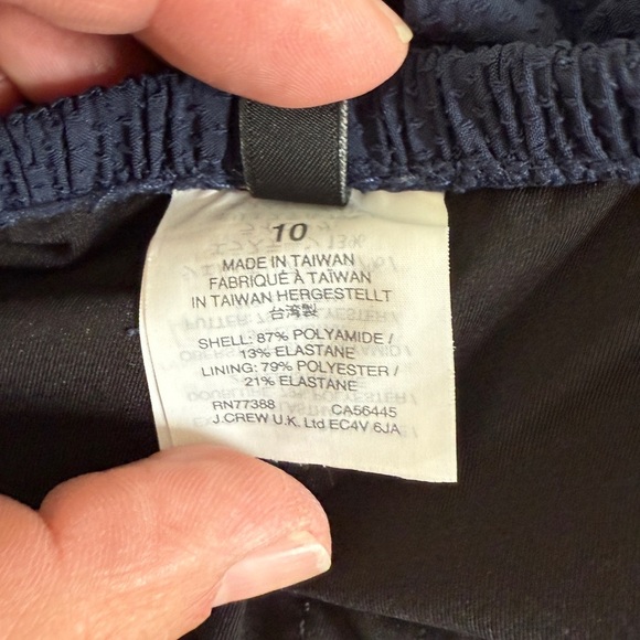 J.Crew Navy Blue Ruffle Bandeau  Textured One Piece Swim Suit - Picture 4 of 7